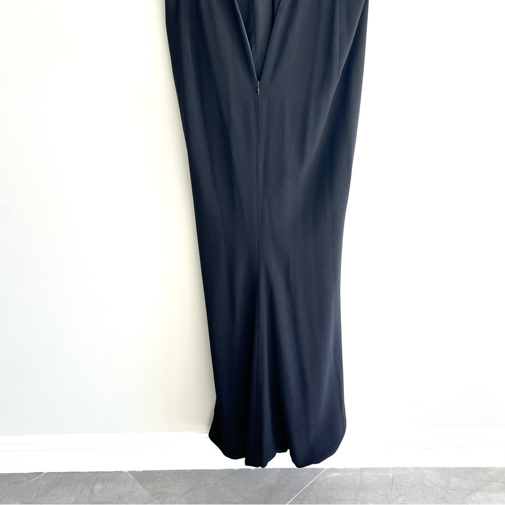 DRESS THE POPULATION Iris Black Side Slit Crepe Classic Maxi Gown Dress Sz XL - Picture 11 of 15